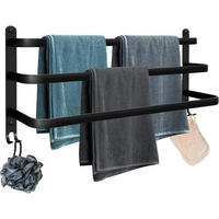 HANDTUCHSTANGE 70 cm Schwarz Aluminium 3-stöckig - Schwarz, Metall (23.5/14/70cm)