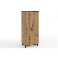 DREHTÜRENSCHRANK Vanessa 80 cm 2-türig, eiche artisan, schwarz - Schwarz/Eiche Artisan, Kunststoff (80/193/56cm) - Margaret Hadas24