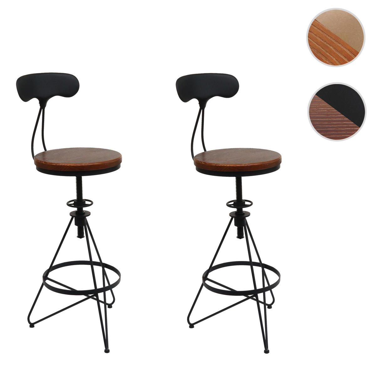 BAROVÉ STOLIČKY Čierna 2-dielna sada - čierna, drevo (41/113/41cm) - MCW