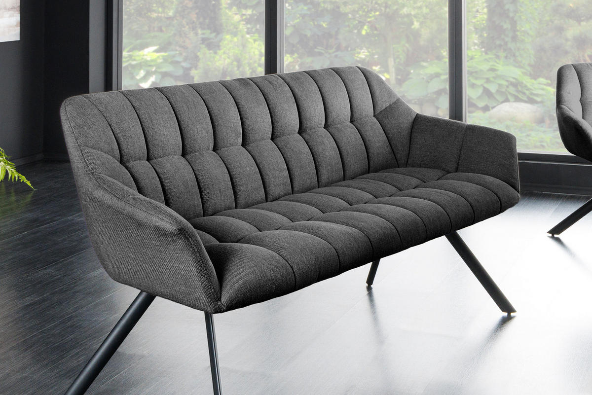 SITZBANK PAPILLON Flachgewebe Metall Anthrazit 165 cm - Schwarz/Grau, Textil/Metall (165/85/65cm) - riess-ambiente