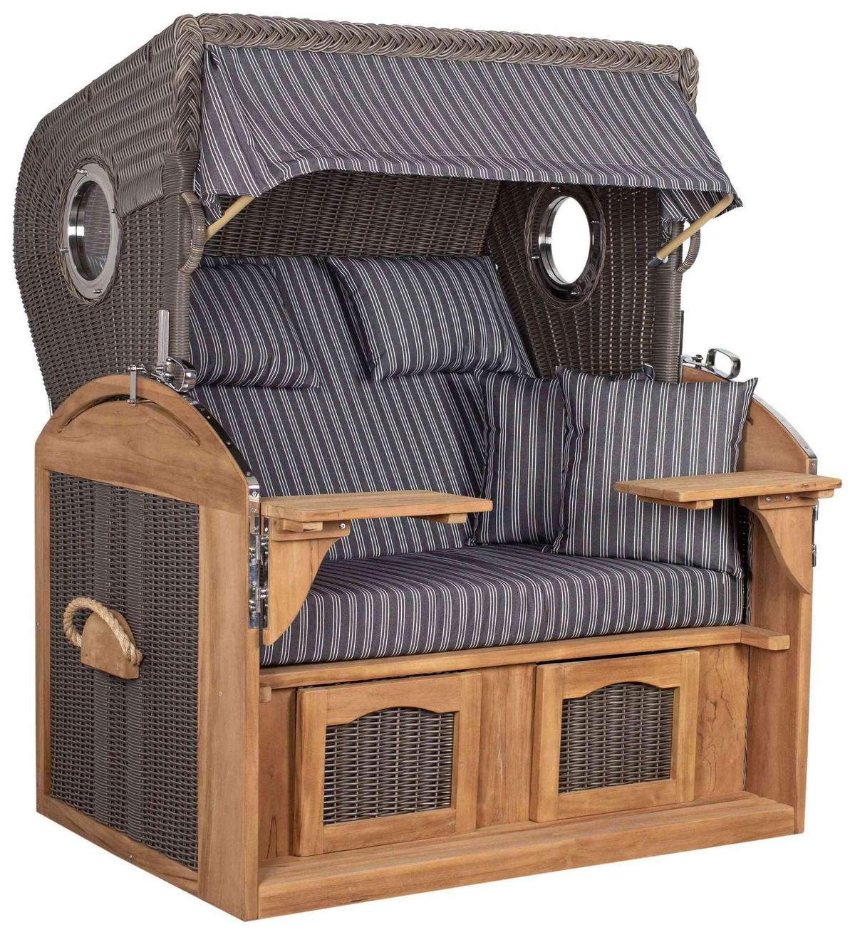 STRANDKORB XL Schillig Bullauge - Braun/Grau, Metall (142/170/95cm) - Mr. Deko