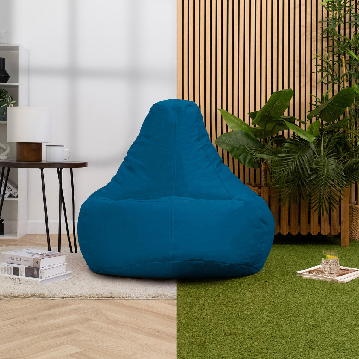 SITZSACK Gaming Stuhl für Indoor und Outdoor - Blaugrau/Grün, Kunststoff (90/73/84cm) - icon