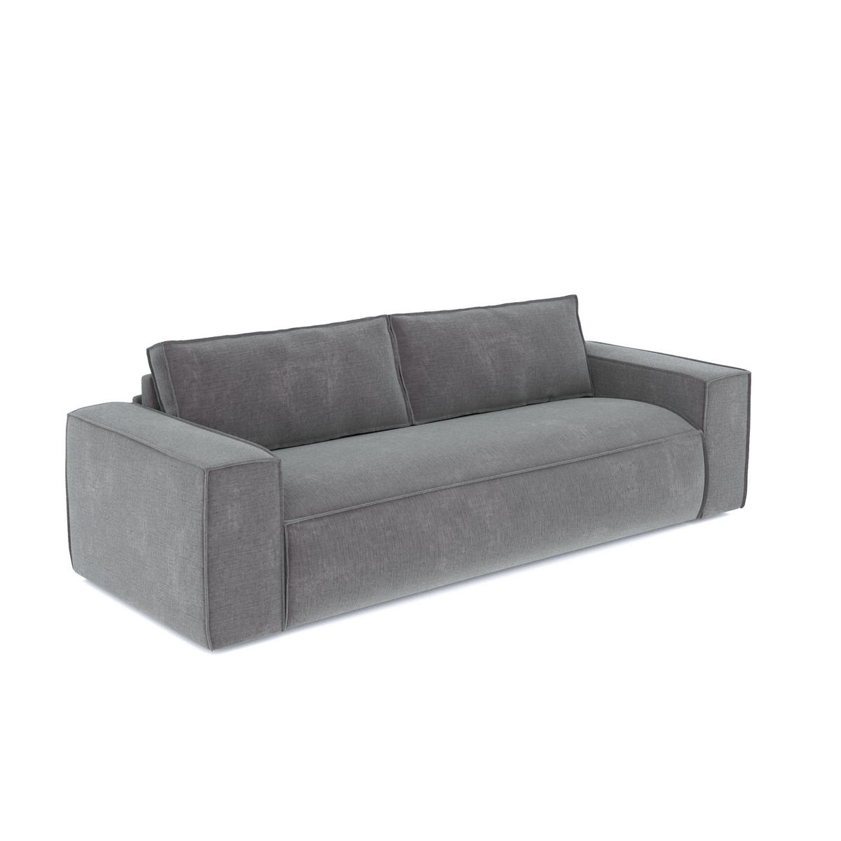 SCHLAFSOFA GERADE Samt Grau 216cm - Grau, Textil (216/90/100cm) - Sia Home