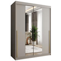 SCHWEBETÜRENSCHRANK mit Spiegel 150 cm Breite Kaschmir mit Goldgriff - Kaschmir/Goldfarben, Holzwerkstoff (150/200/62cm) - Home Collective