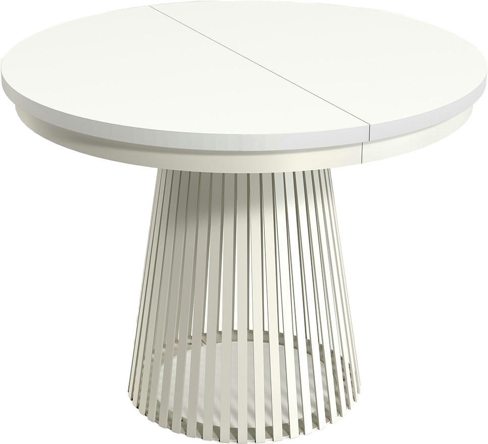 ESSTISCH Scala runder ausziehbarer, Weiß 100-180/100/75 cm - Kaschmir/Weiß, Holzwerkstoff/Metall (100/100/75cm) - WFL GROUP
