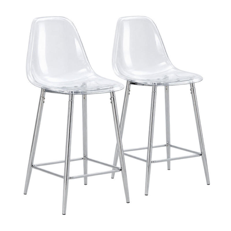 BARHOCKER 2er-Set Transparent Metallgestell Silber - Silberfarben, Metall (45/102/51.3cm) - Meubliv