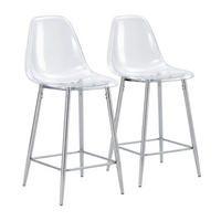 BARHOCKER 2er-Set Transparent Metallgestell Silber - Silberfarben, Metall (45/102/51.3cm) - Meubliv