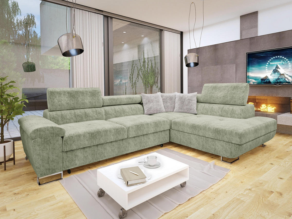 ECKSOFA Cotere Premium, Seite: Rechts - Hellgrün, Holz/Textil (270/202cm) - MIRJAN24
