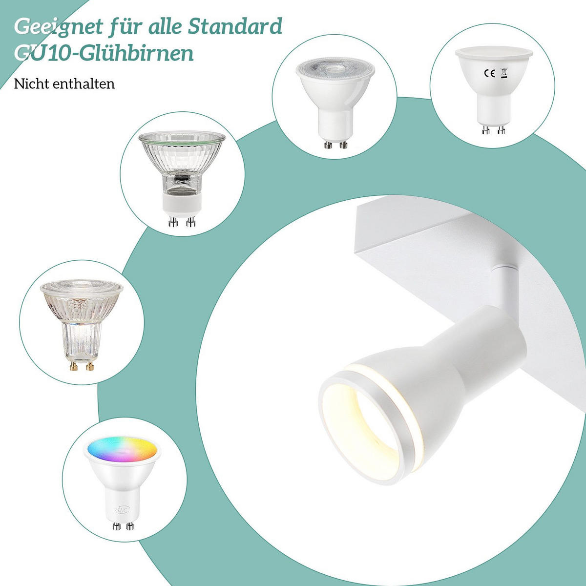 STRAHLER Aalen 4-flammig 25/25/15.7 cm - Weiß, Metall (25/25/15.7cm) - Nettlife