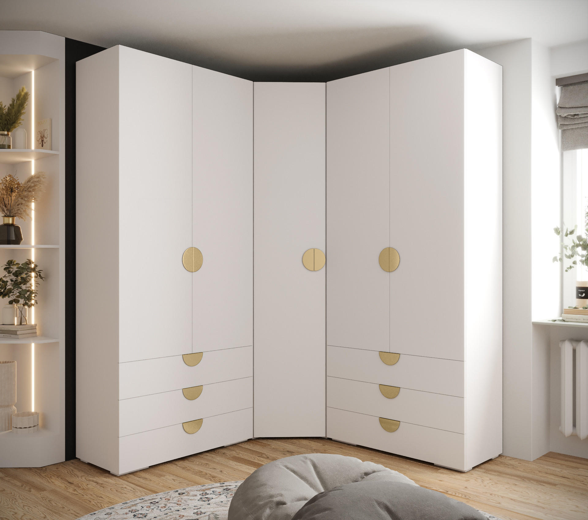 GARDEROBEN-SET 236,7/181,7/47 - Goldfarben/Schwarz, Holz/Kunststoff (181.7/236.7/47cm) - Abiks Möbel