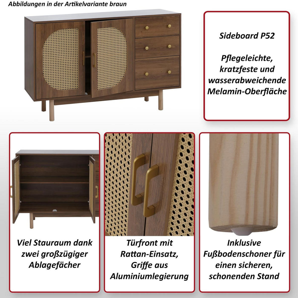 STRANSKA MIZA Rjava - rjava, les (120/80/40cm) - MCW