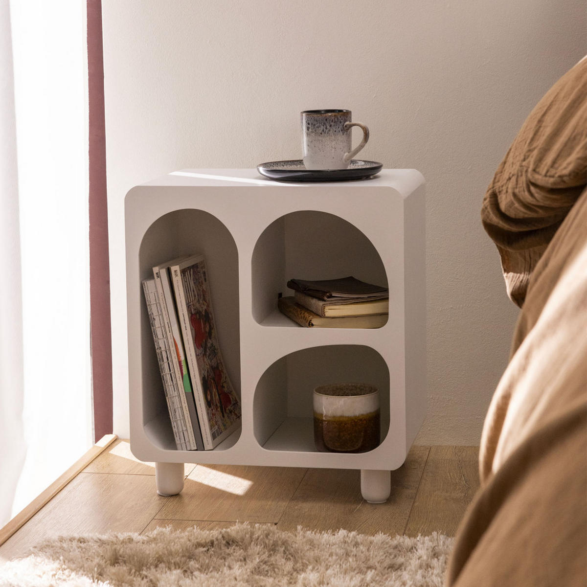 NACHTTISCH mit 3 Fächern aus Holz - Richie - Weiß - Weiß, Holz (44/50/30cm) - Drawer