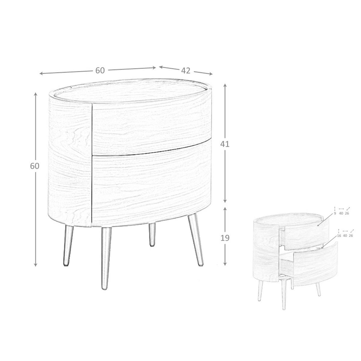 NACHTTISCH Nussbaum und schwarzer Stahl - Multicolor/Schwarz, Holz/Holzwerkstoff (60/60/42cm) - ANGEL CERDA