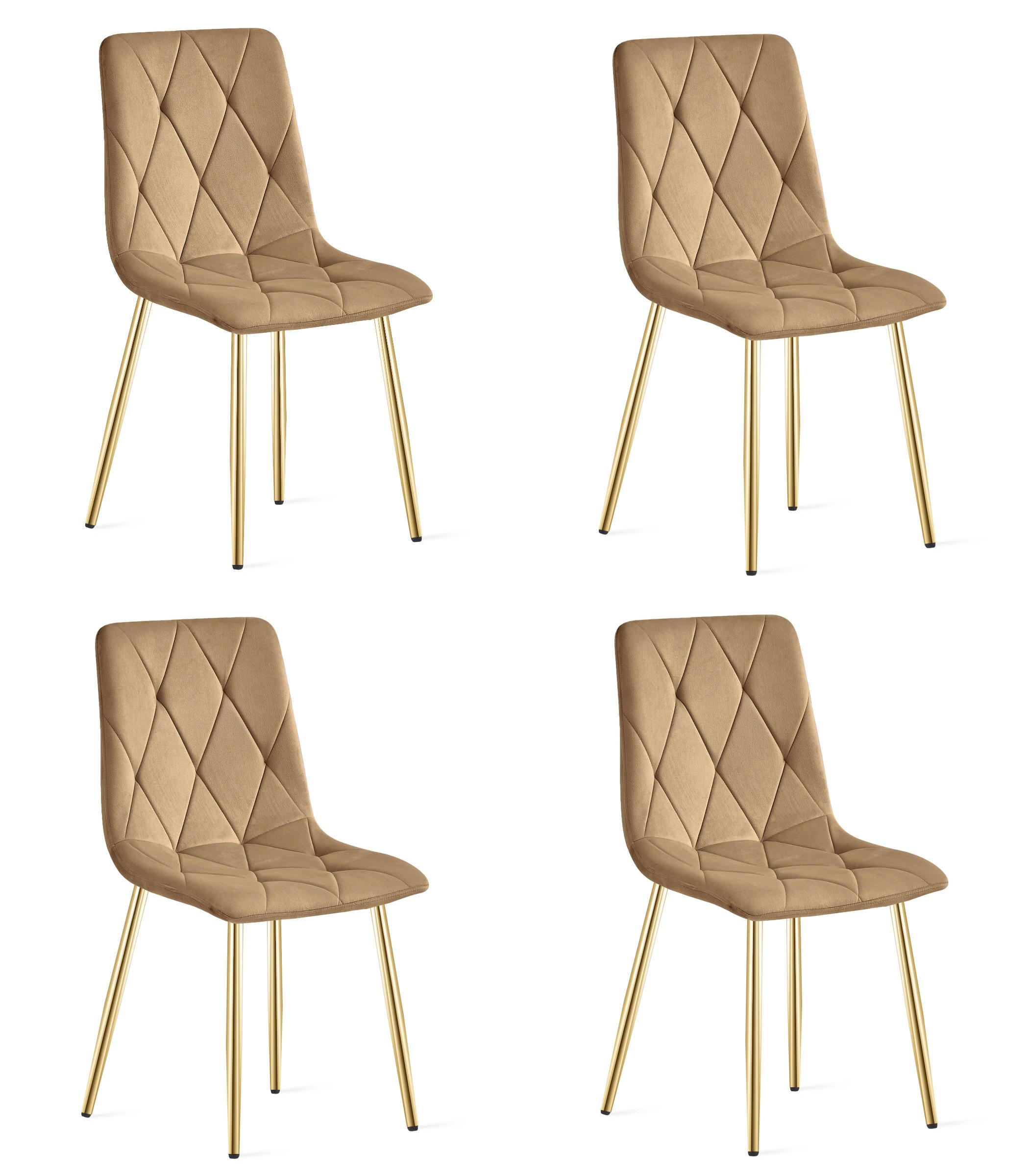 ESSZIMMERSTUHL 4-er Set TYRA brauner Sitz, goldene Beine - Goldfarben/Braun, Textil (44.5/87/54.5cm) - Valora