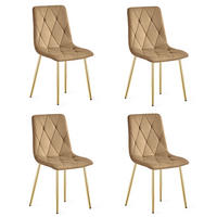 ESSZIMMERSTUHL 4-er Set TYRA brauner Sitz, goldene Beine - Goldfarben/Braun, Textil (44.5/87/54.5cm) - Valora