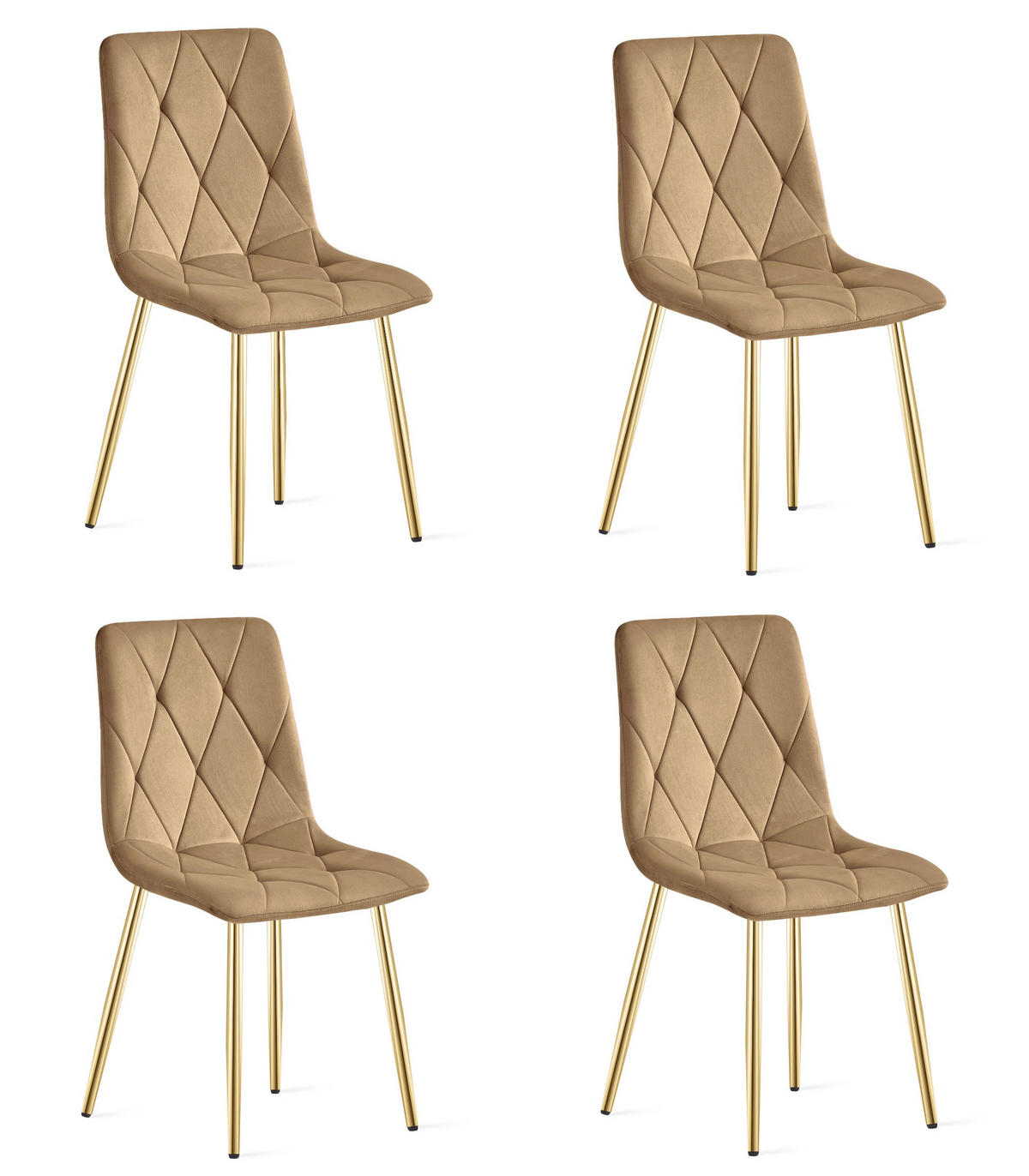 ESSZIMMERSTUHL 4-er Set TYRA brauner Sitz, goldene Beine - Goldfarben/Braun, Textil (44.5/87/54.5cm) - Valora
