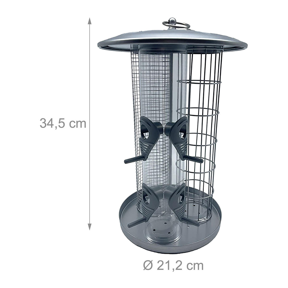 VOGELFUTTERSTATION - Silberfarben, Kunststoff/Textil (21/34.5/21cm) - Relaxdays