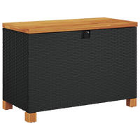 GARTEN-AUFLAGENBOX Schwarz 80x40x48 cm Poly Rattan Akazienholz - Schwarz, Holz (80/48/40cm) - furnicato