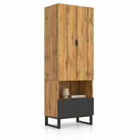 GARDEROBENSCHRANK mit Kleiderstange 180 x 65 x 38 cm Schwarz/Eiche - Braun, Holzwerkstoff (38/65/180cm) - Beauniv