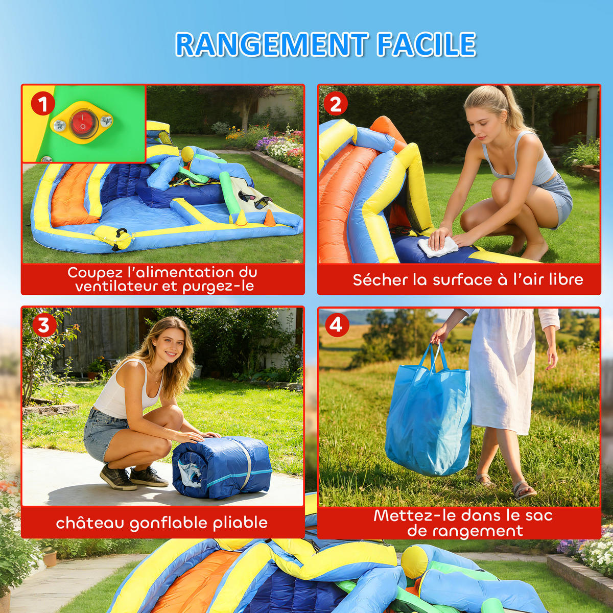 HÜPFBURG DE-18571 8-in-1 mit Gebläse, Wasserspielzeug & Trampolin - Multicolor, Kunststoff (350/320/190cm) - ComfortXL
