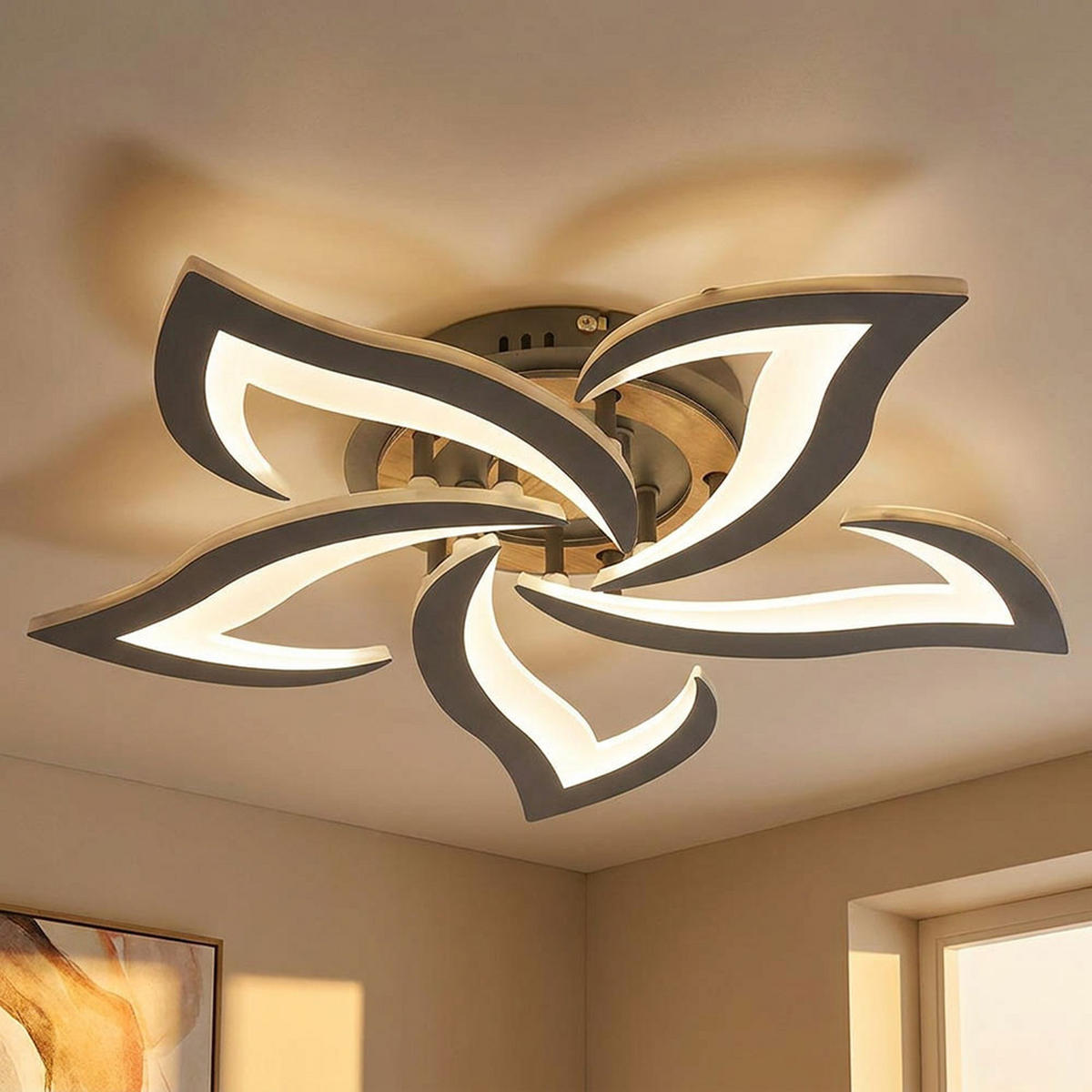 LED DECKENLEUCHTE Metall Glas Anthrazit, Opal, CCT - Anthrazit, Metall (55/55/8.8cm) - Globo Lighting