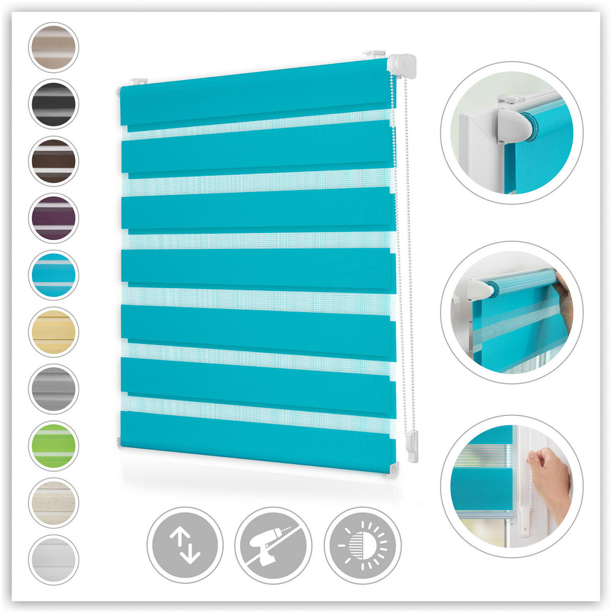 DUO ROLLO KLEMMFIX, OHNE BOHREN - Blau, Kunststoff (90/220cm) - Lichtblick Original