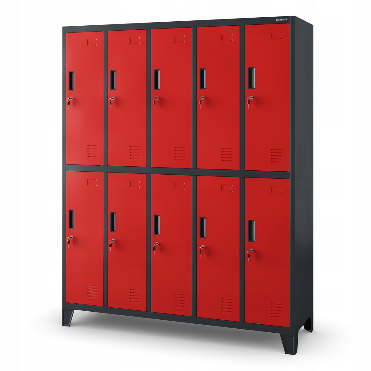 SCHLIESSFACHSCHRANK Bartek - Anthrazit/Rot, Metall (136/172/45cm) - Jan Nowak