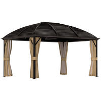 PAVILLON mit Hardtop 4x3 m - Braun, Metall (298/280/398cm) - Outsunny