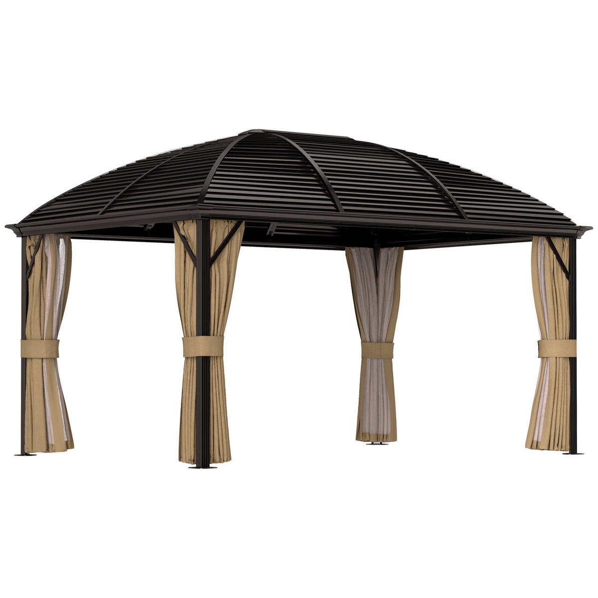 PAVILLON mit Hardtop 4x3 m - Braun, Metall (298/280/398cm) - Outsunny