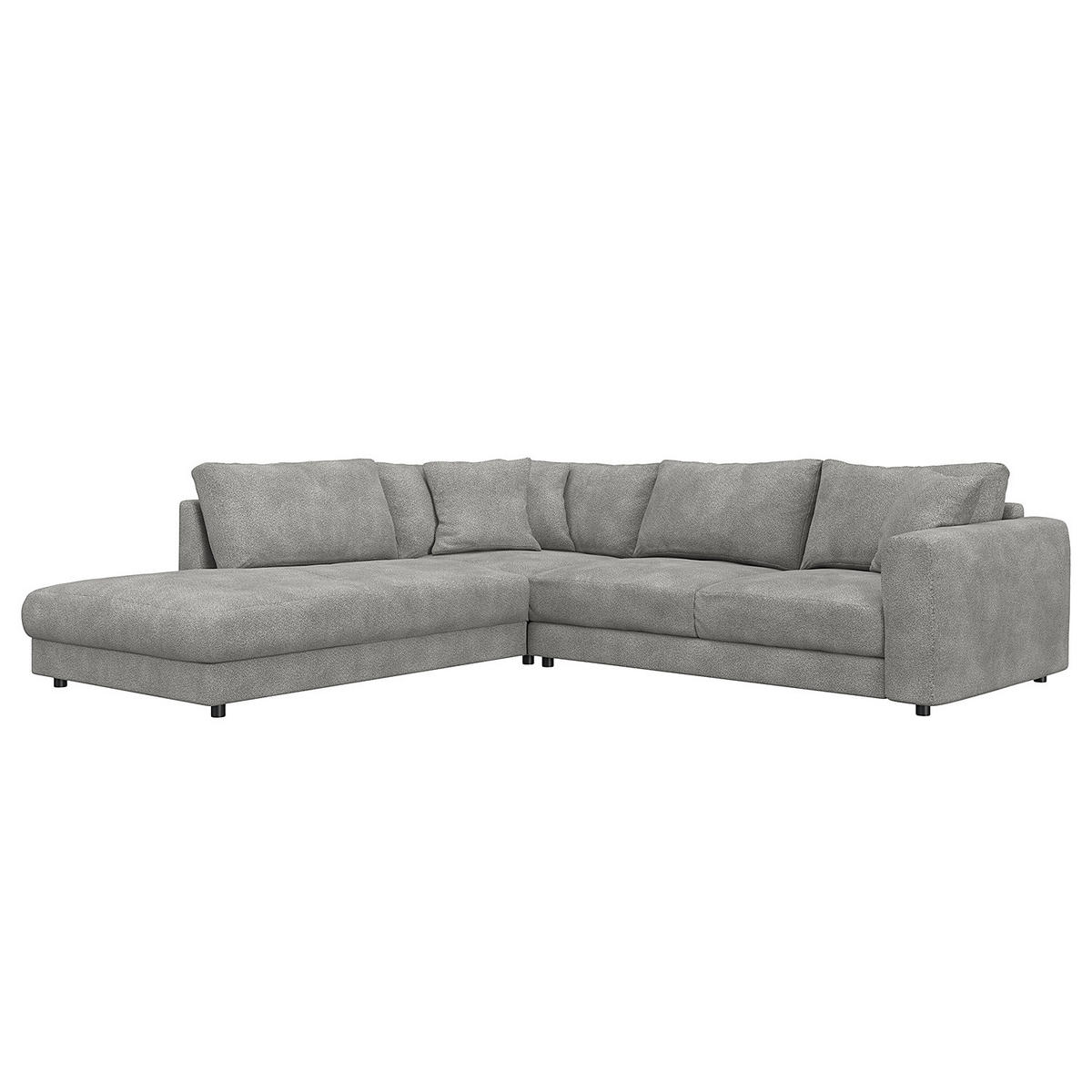 ECKSOFA mit Ottomane - Schwarz/Grau, Kunststoff/Textil (267/254cm) - home24