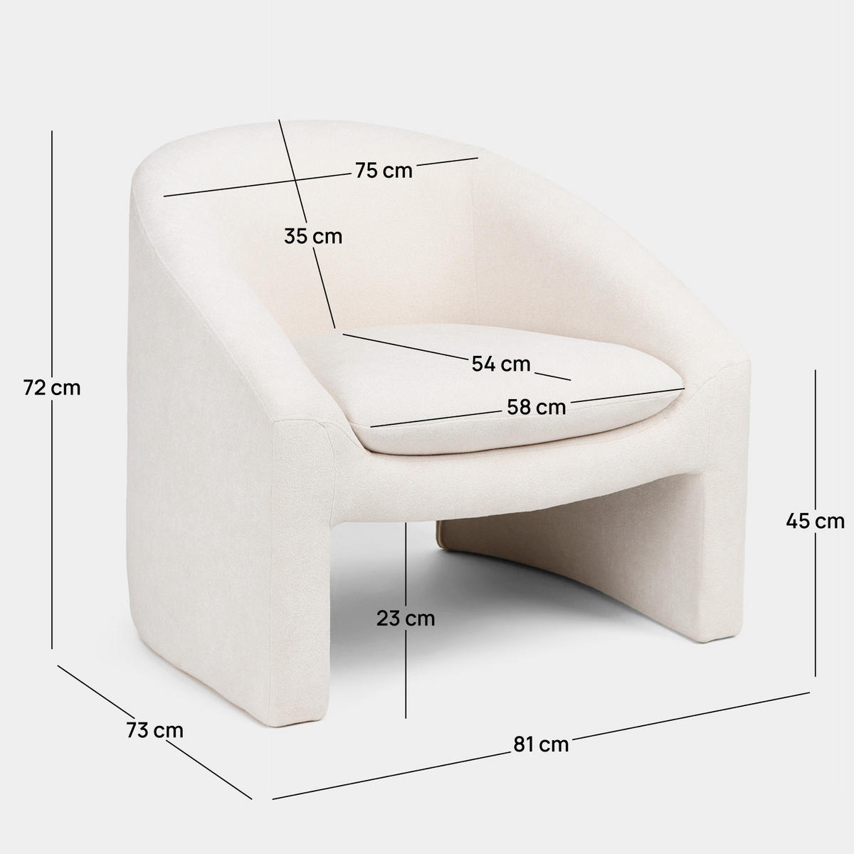 LESESESSEL Frode Beige 81 cm x 72 cm - Beige, Textil (81/72/73cm) - Klast Home