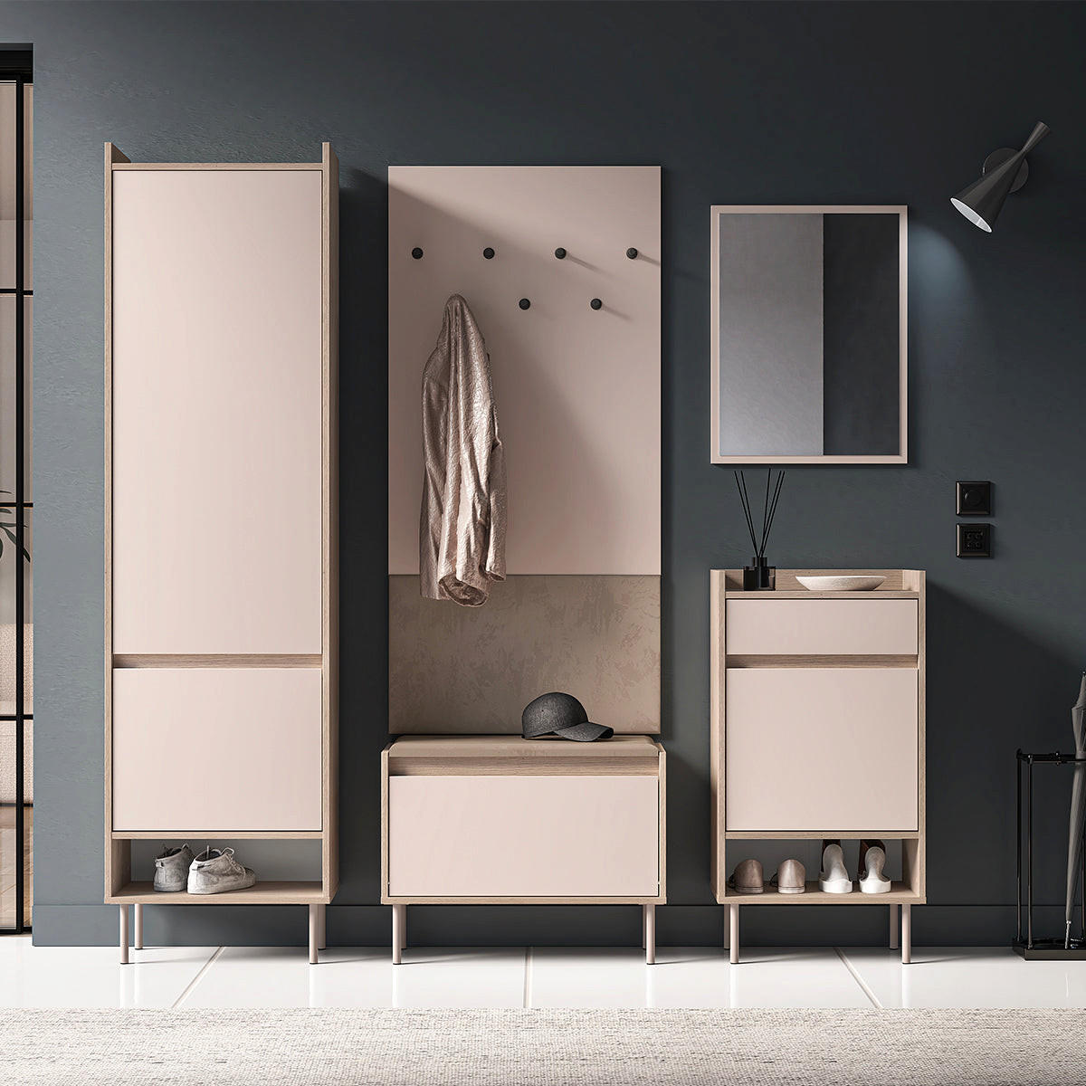 EINGANGSMÖBEL Alos Kaschmir und Holz - Beige, Holzwerkstoff (69/143/7cm) - Petits-meubles