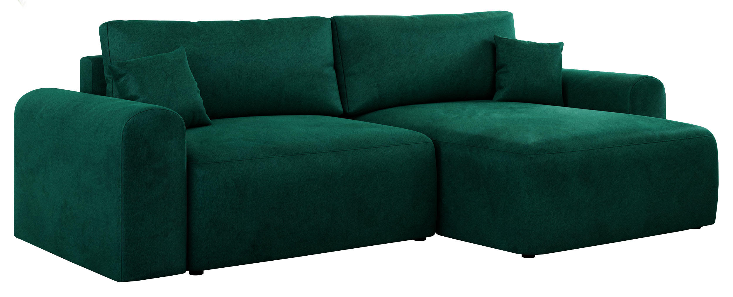 ECKSOFA NELSON Dunkelgrün Velvet - Dunkelgrün/Schwarz, Kunststoff/Textil (274/152cm) - MKS