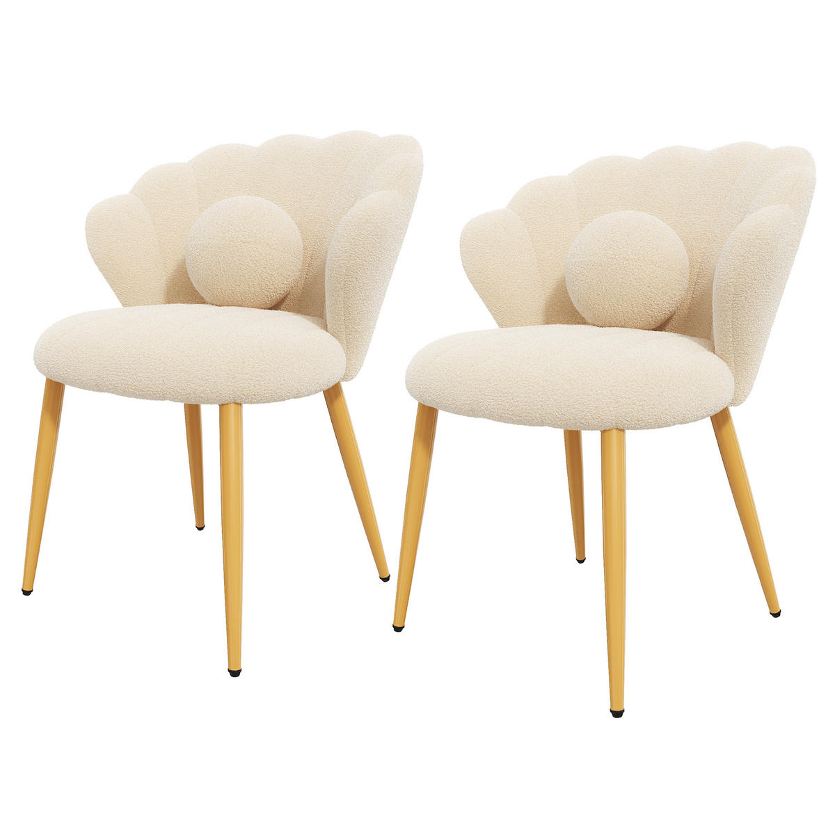 STUHL-SET 2 Stück Muschel-Design, DE-42124, Beige - Beige, Holzwerkstoff (62.5/83/60cm) - ComfortXL