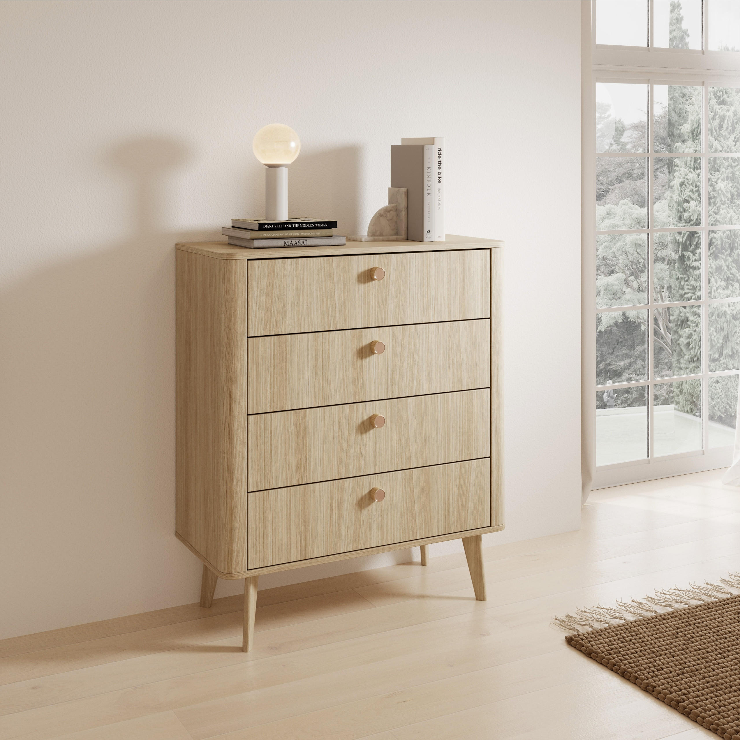 SIDEBOARD CHIARO 88,2/103,2/38cm mit 4 Schubladen Türen Eichefarben - Eichefarben, Holzwerkstoff (88.2/103.2/38cm) - MASSENO