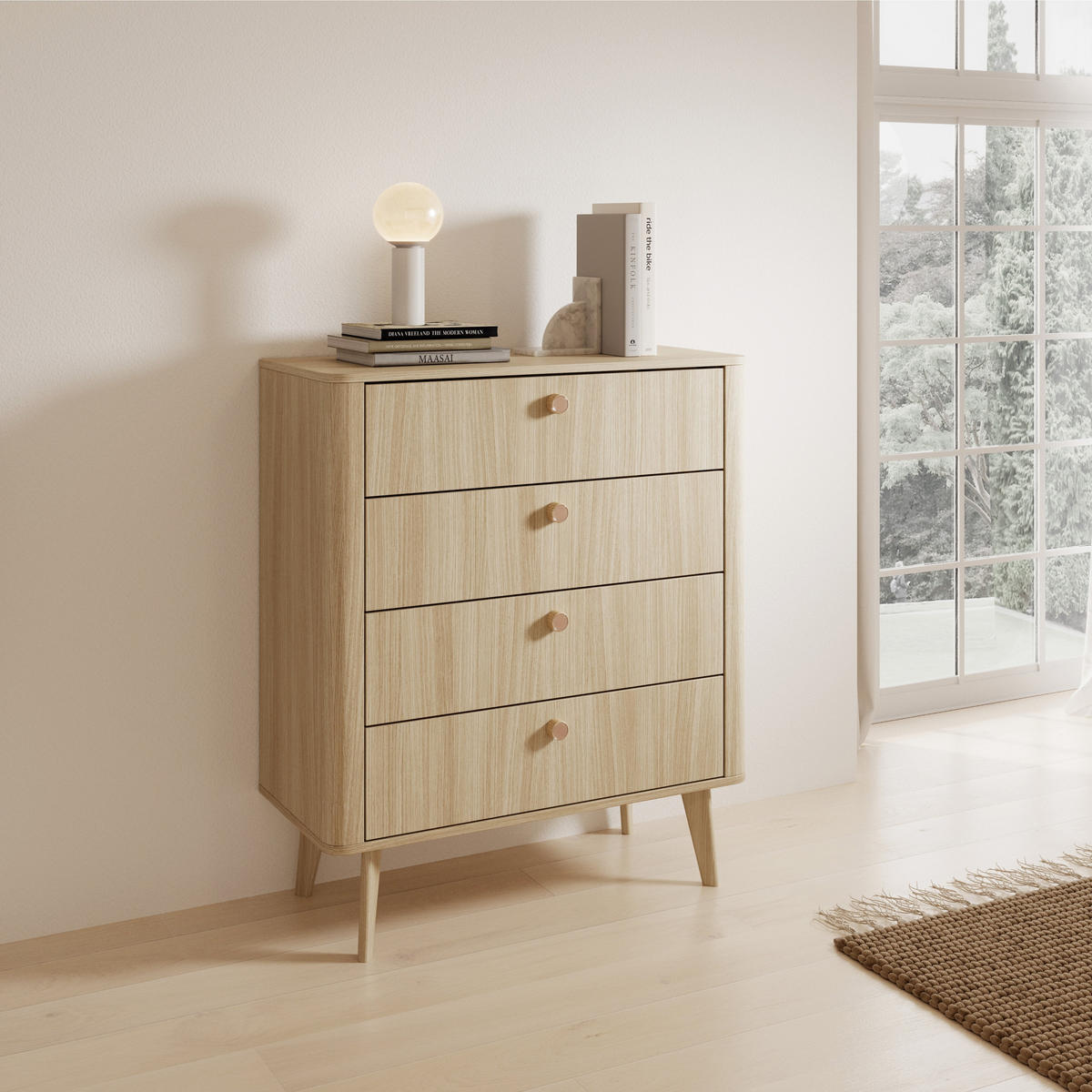 SIDEBOARD CHIARO 88,2/103,2/38cm mit 4 Schubladen Türen Eichefarben - Eichefarben, Holzwerkstoff (88.2/103.2/38cm) - MASSENO