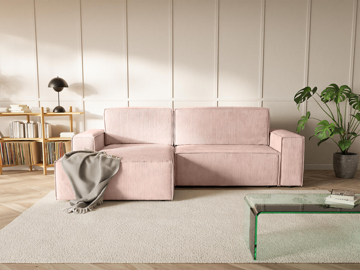 ECKSOFA Kokko mit Schlaffunktion, Hellrosa - Pink, Textil (267/167cm) - Fedve