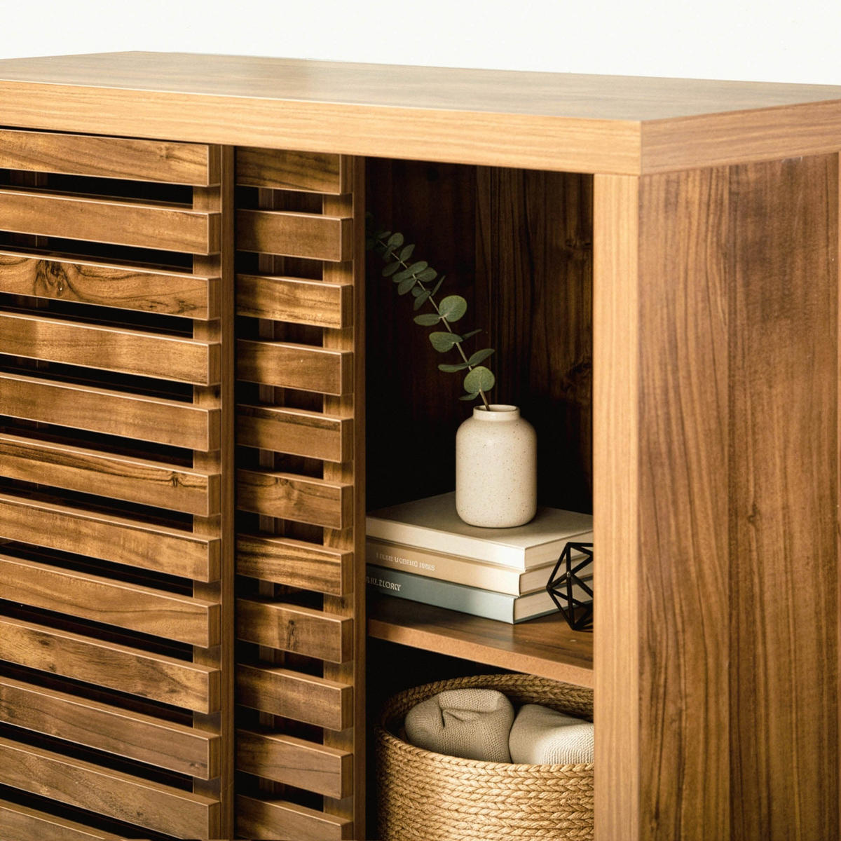 SIDEBOARD mit 2 Schiebetüren 29/80/88, 5 cm - Nussbaumfarben, Holzwerkstoff (29/88.5/80cm) - Calicosy