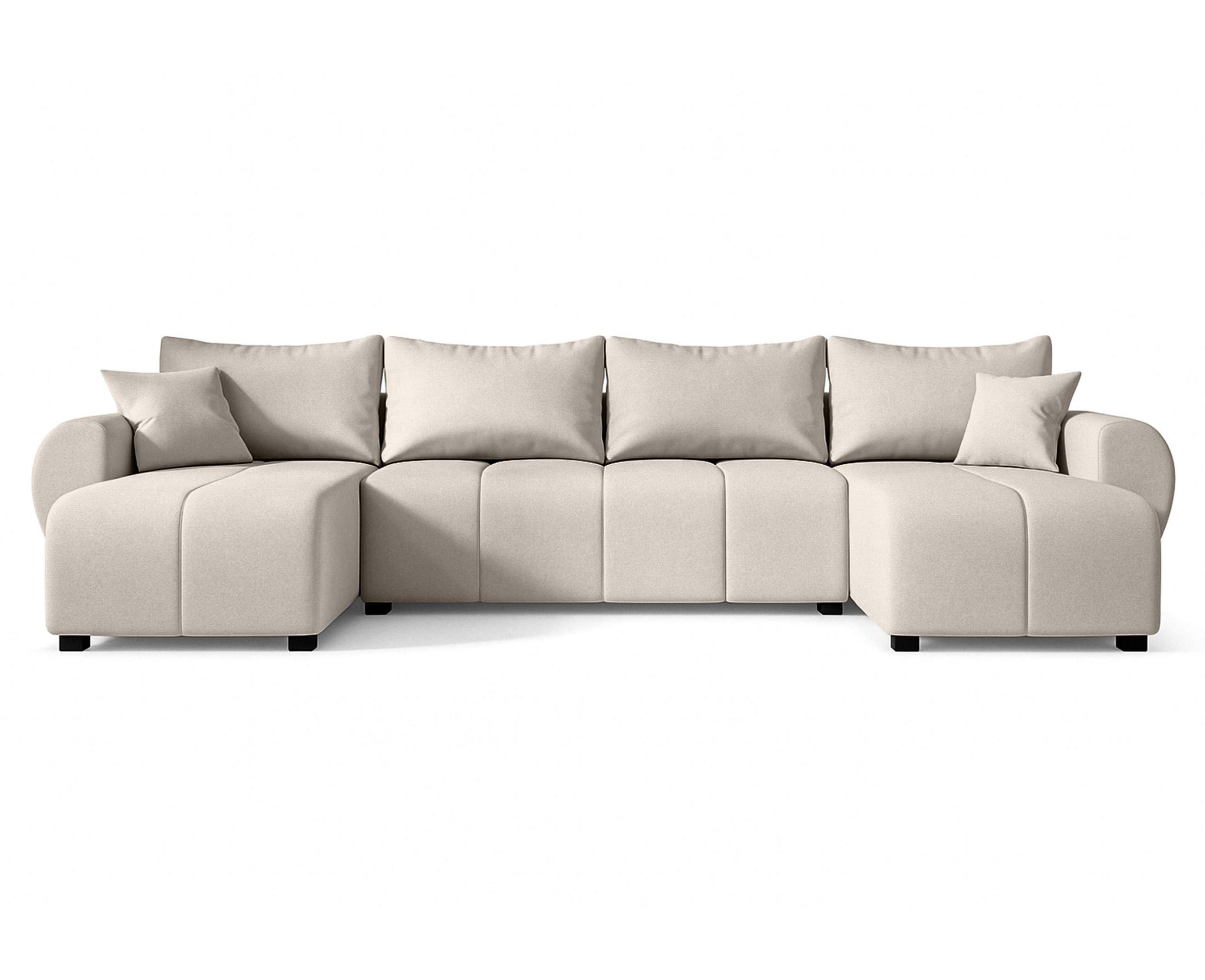 WOHNLANDSCHAFT Malatya U Form Beige 311/145/82 cm mit Schlaffunktion - Beige/Schwarz, Kunststoff/Textil (311/82/145cm) - AX Living