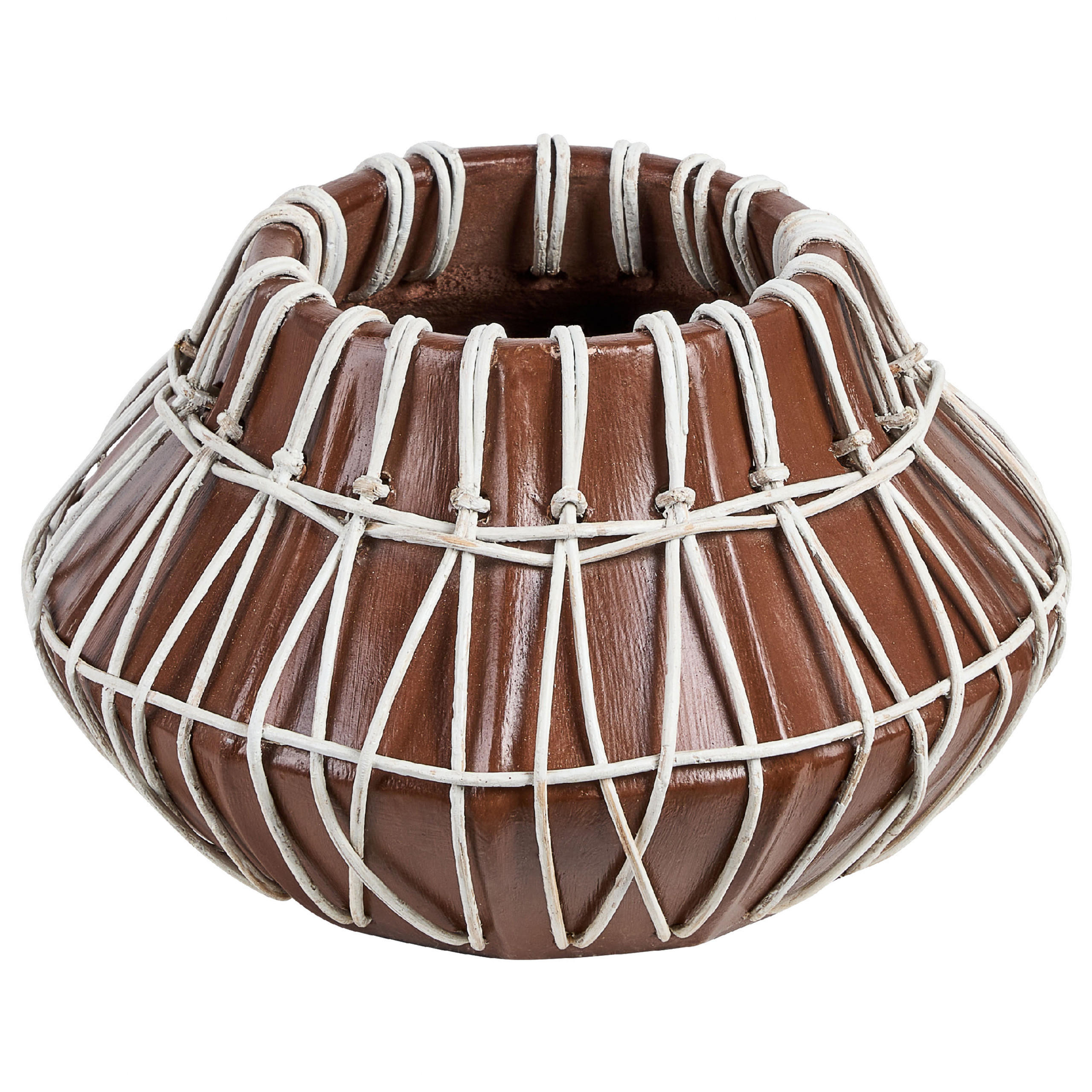 DEKOVASE Terrakotta braun Kluet - Braun, Stein (22cm) - Beliani