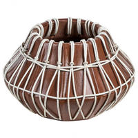DEKOVASE Terrakotta braun Kluet - Braun, Stein (22cm) - Beliani
