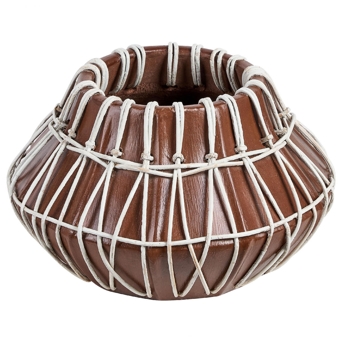 DEKOVASE Terrakotta braun Kluet - Braun, Stein (22cm) - Beliani