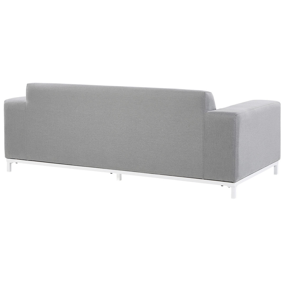 GARTENSOFA 3-Sitzer Polsterbezug hellgrau/weißes Gestell Rovigo - Weiß/Grau, Textil (185/67/84cm) - Beliani