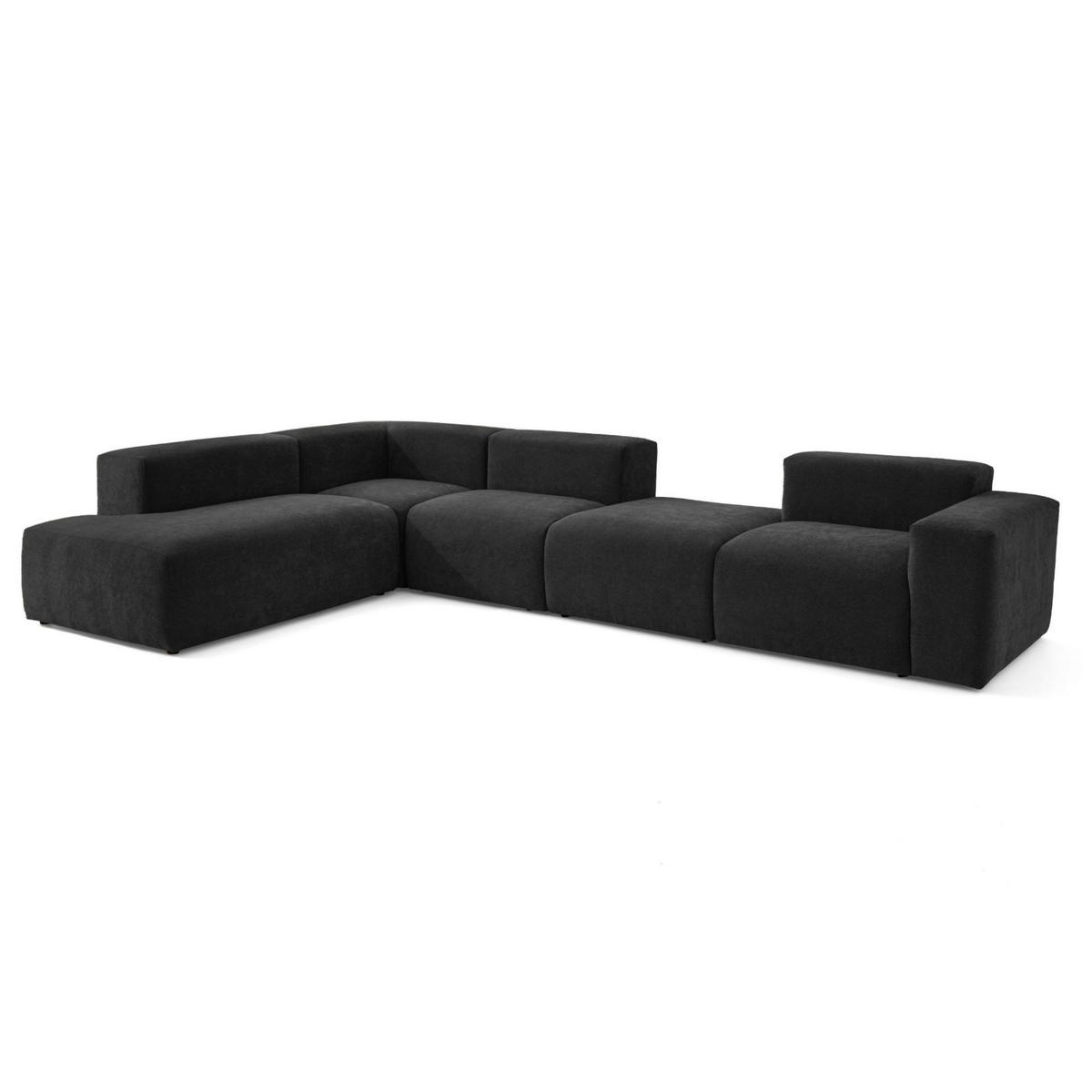 5-SITZER modulares Ecksofa HEAVEN SET 5 Links, Breite 380 cm Webstoff Schwarz - Schwarz, Holz/Kunststoff (380/245cm) - Muffo