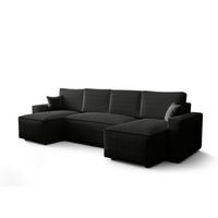WOHNLANDSCHAFT U AMBRO Poso 135 mit Schlaffunktion U-Form, Sofa mit Stauraum - Schwarz, Textil (300/85/143cm) - Bedante
