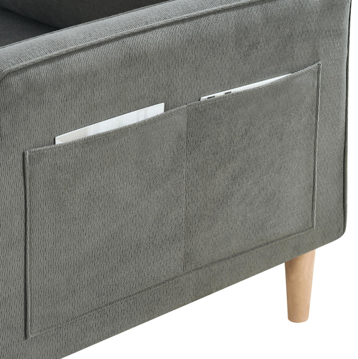SOFA 2-Sitzer mit USB-Anschluss Stoff Dark Gray - Dunkelgrau, Holzwerkstoff (135/85/72cm) - Meubliv