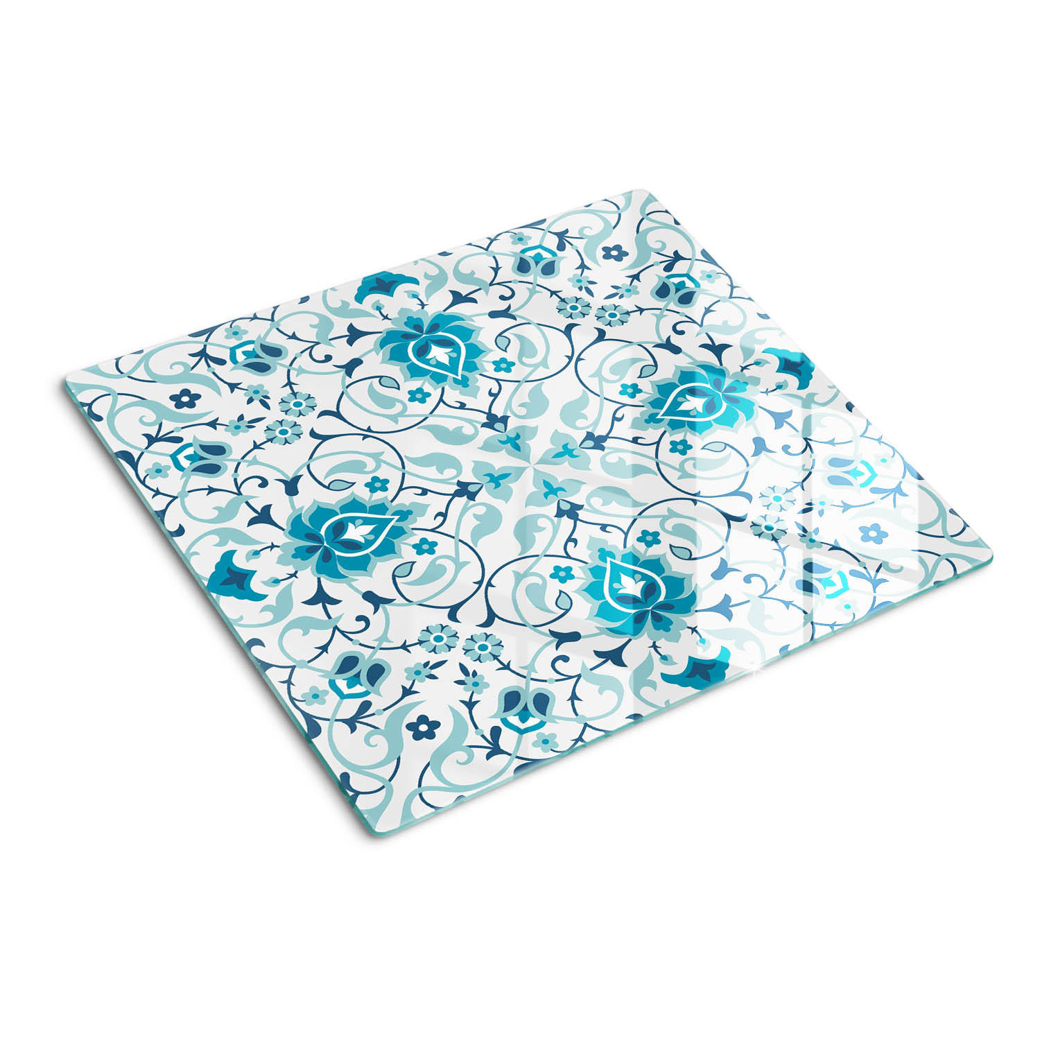 GLASPLATTE 60x52 cm Arabisches Muster - Blau, Glas (60/0.4/52cm) - TULUP