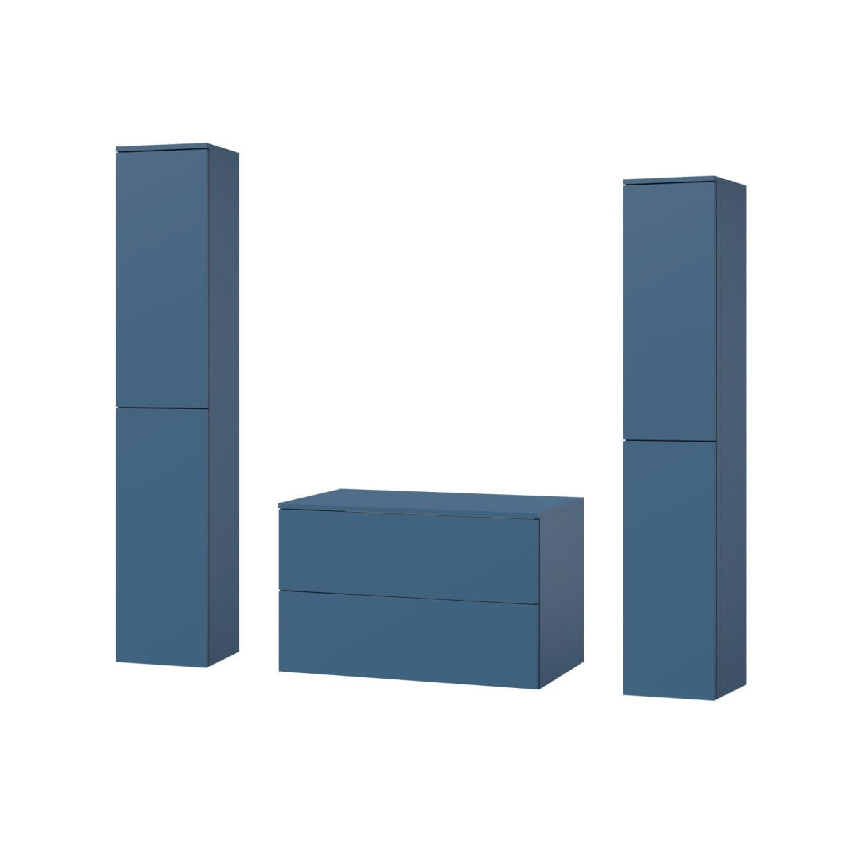 BADMÖBEL-SET Color Meeresblau 3-Teilig (2S 80 + 2D 160 X2) - Dunkelblau, Holzwerkstoff (140/160/45cm) - mzm24