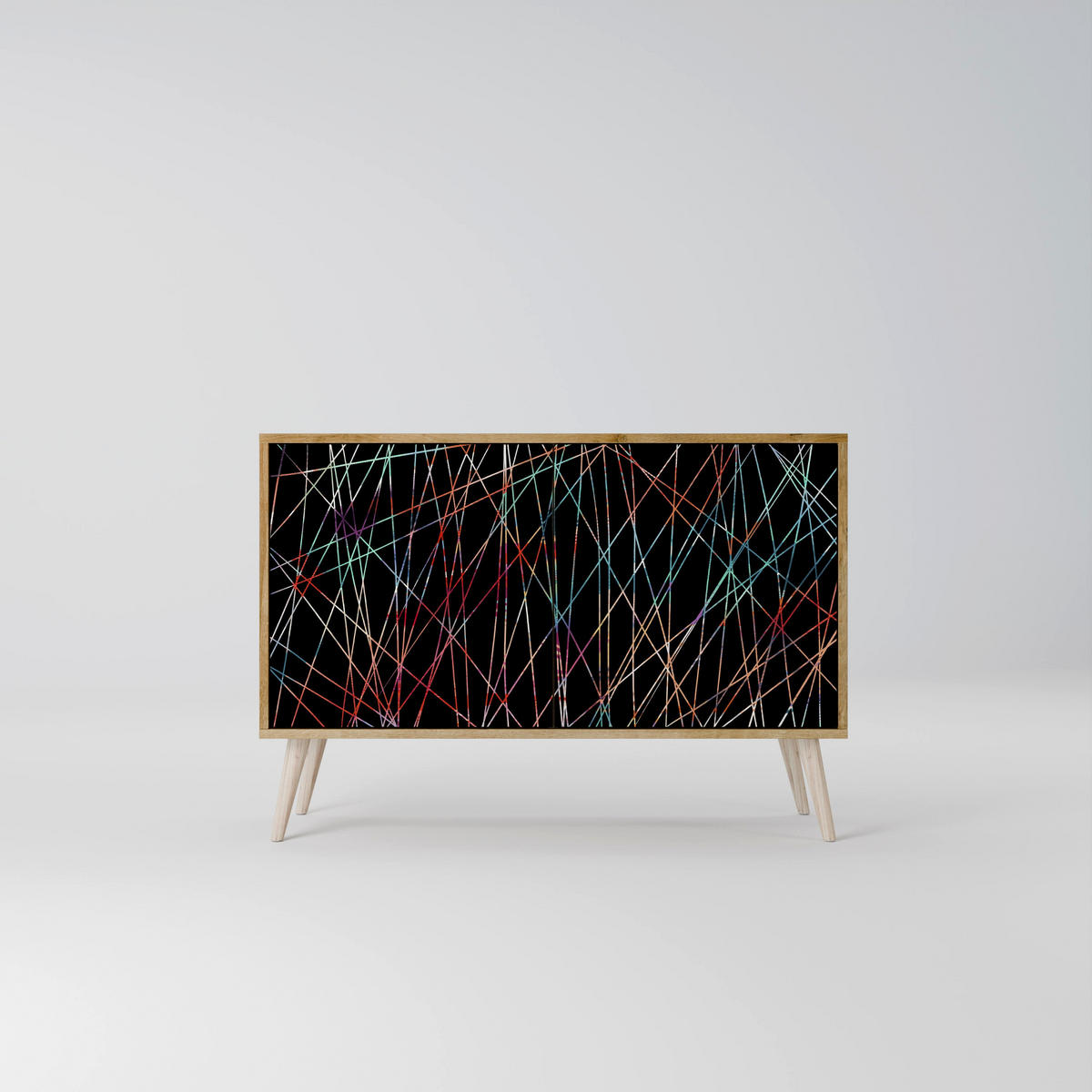 SIDEBOARD LUMINOUS SNARE, Eicheneffekt, 111x42x77,5 cm, 2 Türen - Eichefarben/Buchefarben, Holzwerkstoff/Buchenholz (111/77.5/42cm) - SpaceRebels