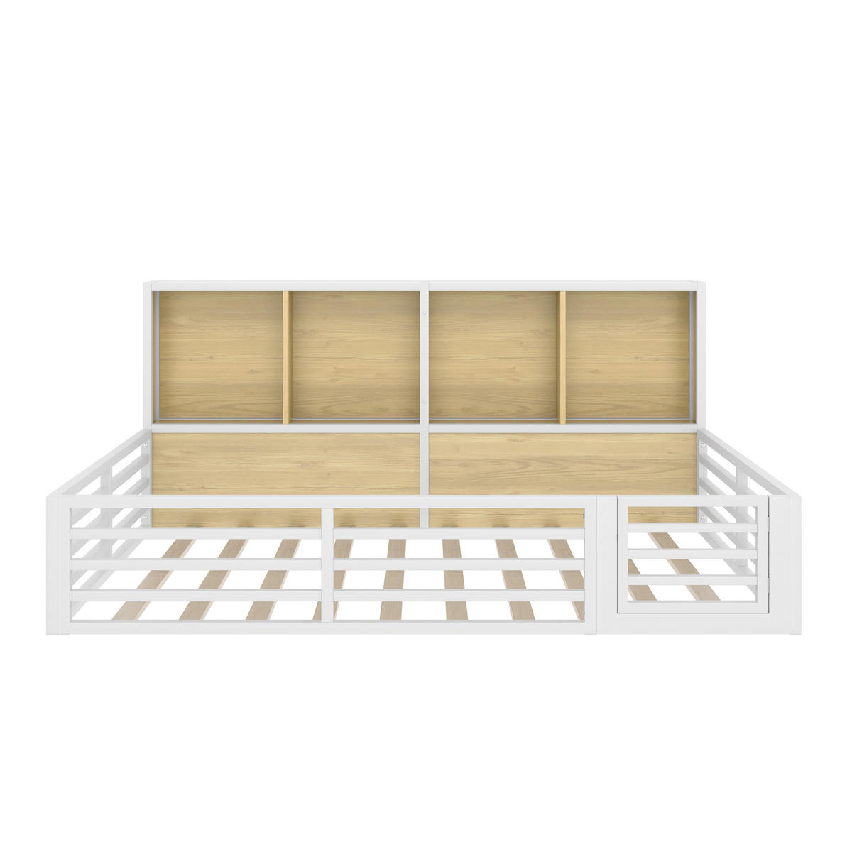 ZAUNBETT 140x200cm Weiß Metall Daybett Bettseite Staufach - Weiß, Holz (140/200cm) - FLIEKS